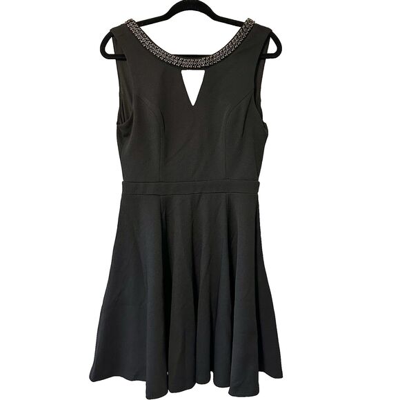 Little Black Dress By XOXO Jewel And Beaded Neckline Flared Skirt‎ Large - Picture 1 of 13